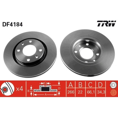 TRW Brzdový kotúč DF4184