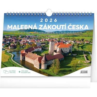 NOTIQUE Stolný Malebné zákutia Česka s extra veľkým kalendáriom, 30 x 21 cm 2026