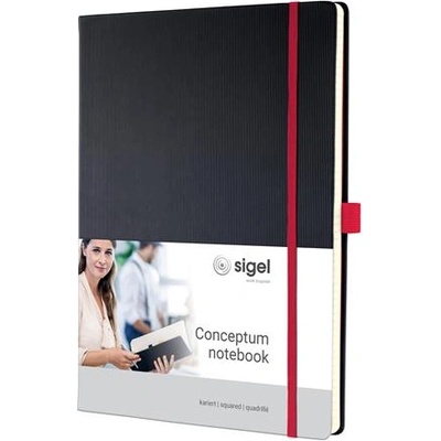 Sigel Тефтер, ексклузивен, A4, кариран, 97 страници, твърда корица, SIGEL "Conceptum Red Edition", черно-червен CO660 (CO660)