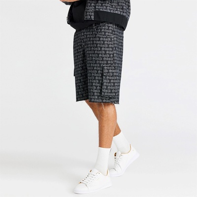 SikSilk Къси панталони SikSilk Men's Jacquard Denim Cargo Shorts - Black