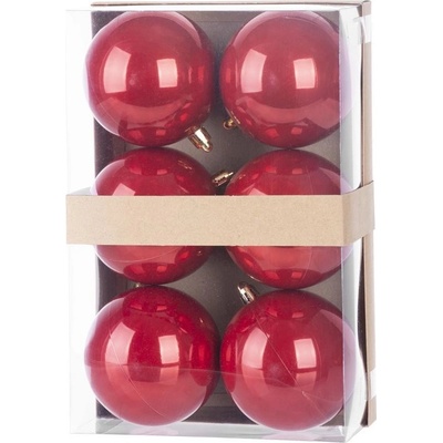 MagicHome Baňky Vánoce 6 ks červené na vánoční stromeček 8 cm