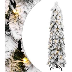 vidaXL Изкуствена осветена коледна елха с 80 LED флокиран сняг 150 см (357697)