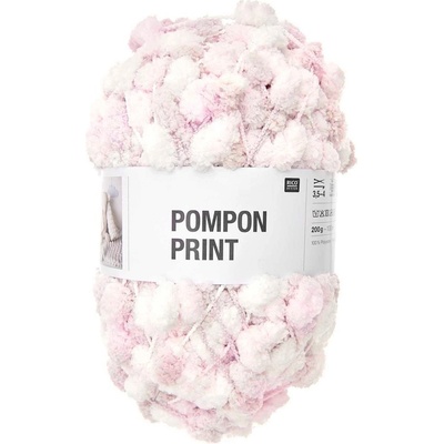 Rico design háčkovací bambulková příze POMPON Print růžovo-bílá - 1 ks