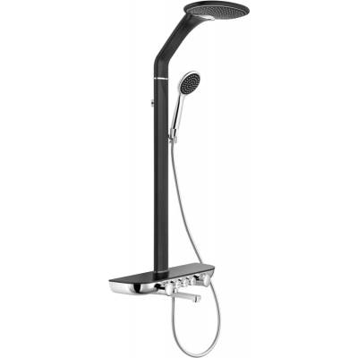 Blaze външен душ комплект с тропически душ и батерия, черно/хром (78109-71)