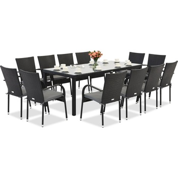 Garden Point Градинска мебел от техникоратан Milan за 12 души с голяма маса Garden Point black (GAP1072-12)