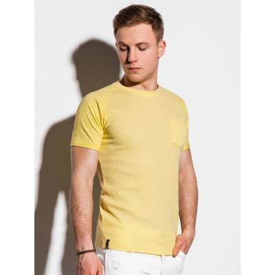 Ombre Clothing pánské basic tričko Henshaw žluté S1182