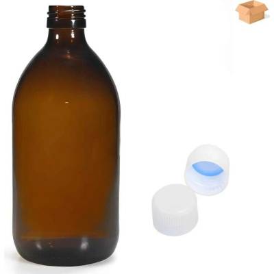 Luna Skleněná lékovka s bílým uzávěrem s pojistkou 1000 ml 14 ks