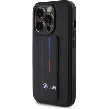 BMW M Collection PU Grip Stand Tricolor Line iPhone 15 Pro Max čierne