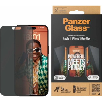 PanzerGlass Privacy Apple iPhone 15 Pro Max s instalačním rámečkem P2812