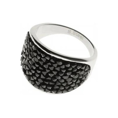 Aktual Ocelový prsten s krystaly Crystals from Swarovski BLACK JETLV1001 JET