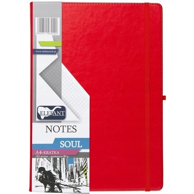 Notes Elefant Soul A4 čtvereček červený
