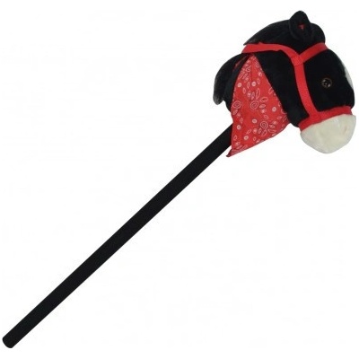 Kůň na tyči plyšový 80 cm Teddies se zvukem na baterie Černý – Sleviste.cz