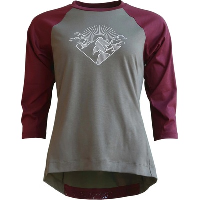 Zimtstern Дамска фланелка с дълъг ръкав за колоездене Zimtstern Women's Pureflowz Shirt 3/4 Cycling jersey - Dusty Olive / Windsor Wine (156-2291-0313)