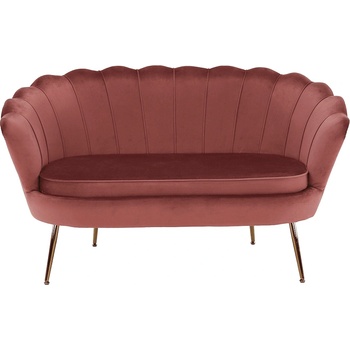 Диван в стил арт деко noblin розово кадифе/златен хром