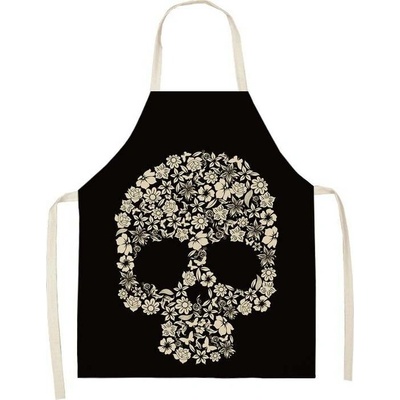 Cakesicq Zástěra kuchyňská květinová lebka
