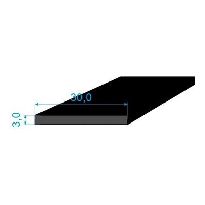 0596033 Pryžový profil 3x30mm, EPDM 70°Sh obdélníkový