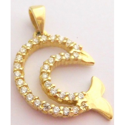 Klenoty Budín Zlatý přívěsek zlatý delfín posetý zirkony HK3040