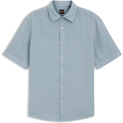 HUGO BOSS Риза с къс ръкав Boss Men's Short Sleeve Shirt - Light Blue 458