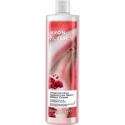 Avon Senses Krémový sprchový gél Cappuccino Swirl Kokos a Malina 500 ml