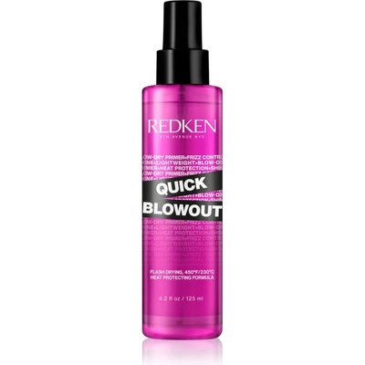Redken Quick Blowout термозащитен спрей за оформяне с преса и маша за по-бързо оформяне на прическата със сешоар 125ml