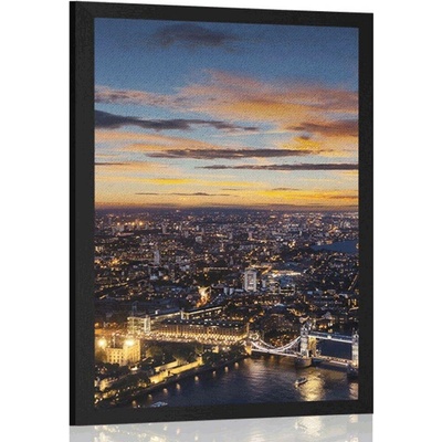 Plakát letecký pohled na Tower Bridge - 40x60 silver