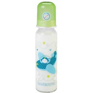 Baby-Nova Стъклено шише Baby Nova - 250 ml, синьо с кит (43705) - ozone