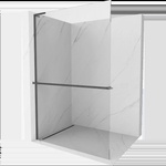 Mexen Kioto+ L душ стена с рафт Walk-in 50 x 200 см, прозрачна, четкано сиво оръжейно - 800-050-123-66-00 (800-050-123-66-00)