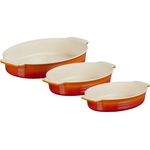 Le Creuset овални съдове за печене, пламтящо оранжеви, 3 бр (79343000900082)