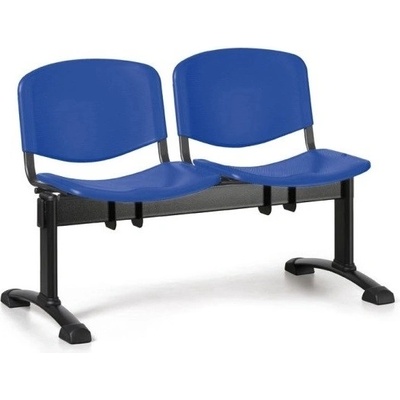 Plastová lavice do čekáren, 2 sedáky, modré, černé nohy, slevy – Hledejceny.cz