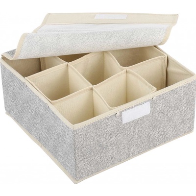 MSV prodyšný zásuvkový box s 9 přihrádkami šedý polypropylen 26,5 x 26,5 x 13 cm 648MSV