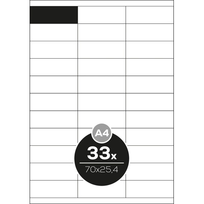 Altryal Etikety Top Stick A4/100 ks, 70x25,4 mm - 33 etikiet, biele