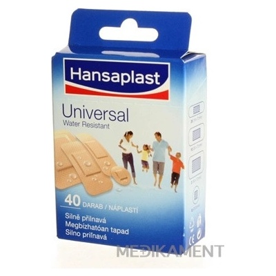 Beiersdorf Hansaplast Universal Water resistant vodeodolná náplasť 40 ks