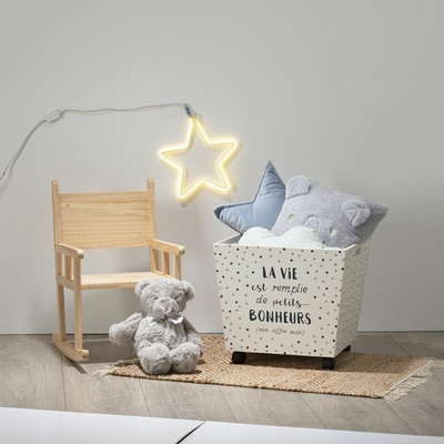 Atmosphera for Kids Drevený úložný box na kolieskách biela a modrá 45 x 45 x 41 cm