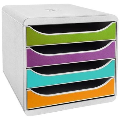 Exacompta Кутия за съхранение, пластмасова, 4 чекмеджета, EXACOMPTA "Big-Box PopNCo" 310909D (310909D)