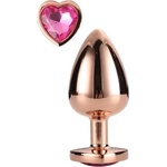 DreamToys Метален анален разширител с розов кристал сърце Rose Gold M