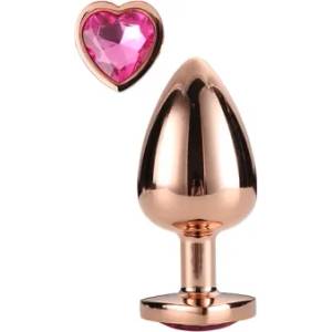 DreamToys Метален анален разширител с розов кристал сърце Rose Gold M