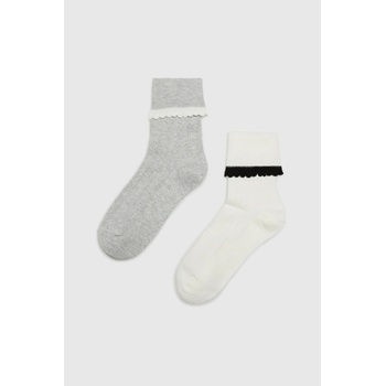 Moodo 2 броя дълги чорапи сиво и бяло Moodo Moodo | Byal | ЖЕНИ | 37-40