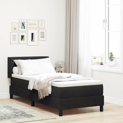 Postel s boxspringem s čelo Černý 200 x 80 cm samet