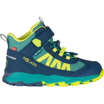 Trollkids Детски туристически обувки Trollkids Kid's Tronfjell Hiker Mid Walking boots - Sea Green / Madeira Blue / Spring Leaf - размер 35 (EU) (702-2416-1418)