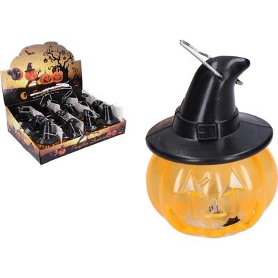 Dekorace plast Halloween dýně svítící na pověšení 8,5x6,5cm - 1ks