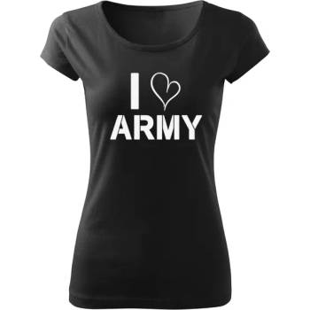 Image 1 of DRAGOWA дамска тениска с къс ръкав, I Love Army, черна, 150г/м2 (5061)