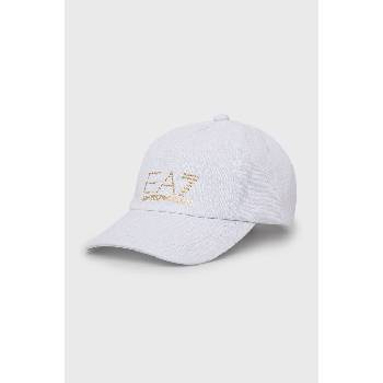 EA7 Emporio Armani Памучна шапка EA7 Emporio Armani в бяло с апликация (285559.2R104)