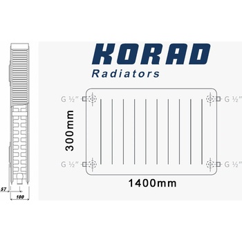 Korad Radiators 22K 300 x 1400 mm