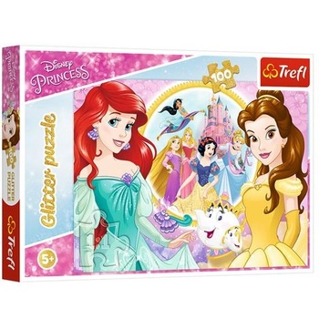 Trefl Пъзел Trefl Glitter - Disney Princess: Бела и Ариел, 100 части (T14819) (T14819)