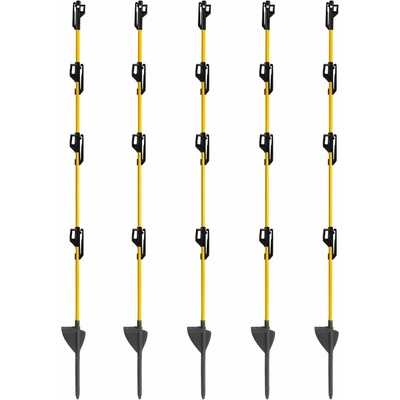 Sklolaminátový oválný sloupek pro elektrický ohradník 110 cm, nášlap a hrot, 4 izolátory - 10 ks