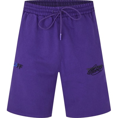 OFF WHITE Поларени къси панталони OFF WHITE Men's Embroidered Skate Fleece Jogger Shorts - Purple