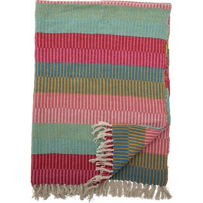 Bloomingville Přehoz Isnel 160 × 130 cm, růžová barva, modrá barva, zelená barva, oranžová barva, textil