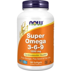 NOW Super Omega 3-6-9, 1200 mg, 180 гел капсули, Now