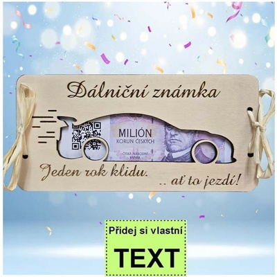 Bezvadný dárek Dřevěná obálka na peníze na dálniční známku