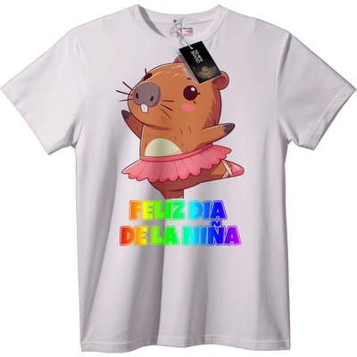 NOONEBRAND Тениска Щастлив Ден на момичето - Анимация - XS, White
